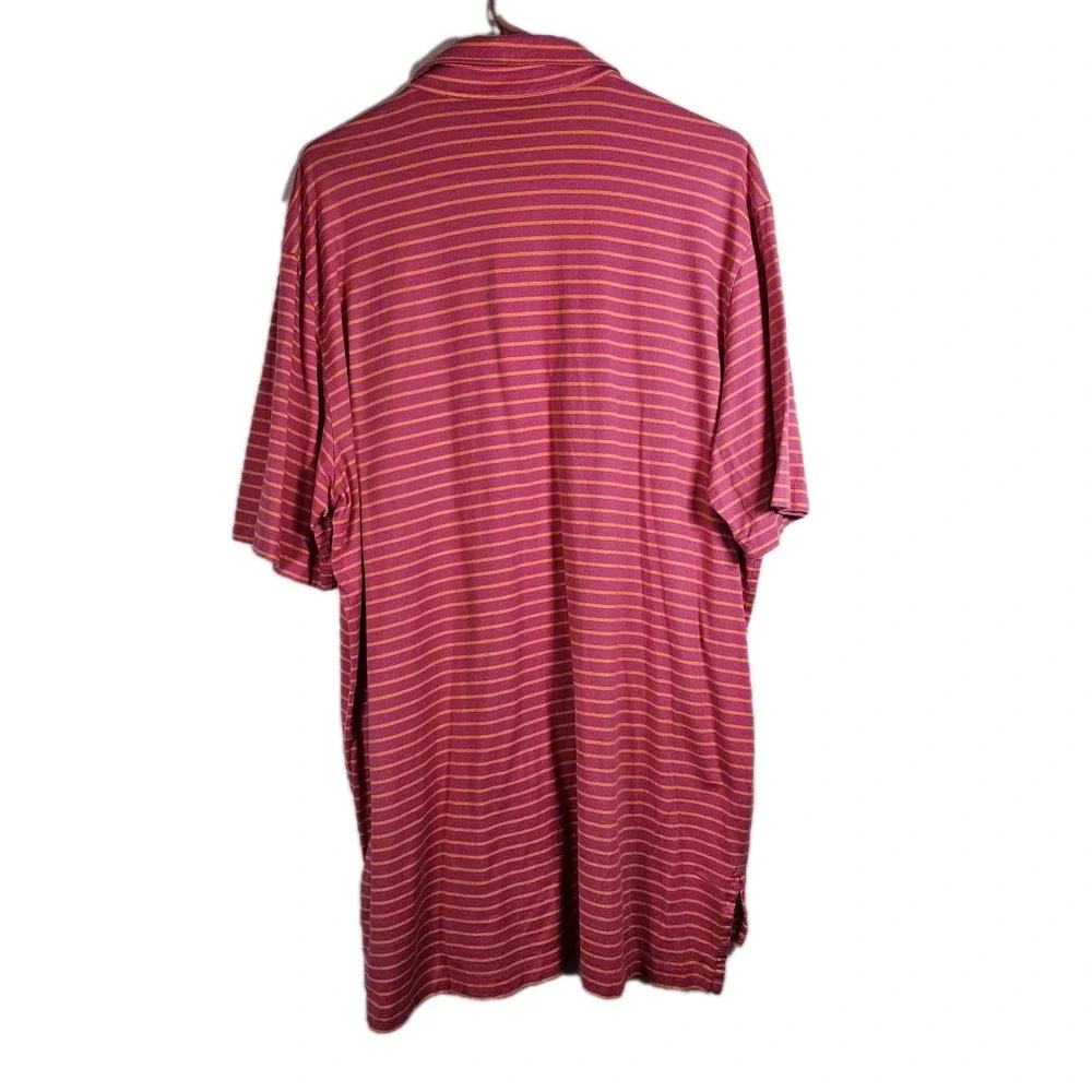 Polo Golf Ralph Lauren XL Pink &‎ Orange Stripe Shortsleeve Pony 100% Cotton EUC